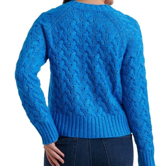 Lucky Brand Quinn Cable Pullover Sweater in Princess Blue, Medium - Retail $99 - Picture 2 of 10